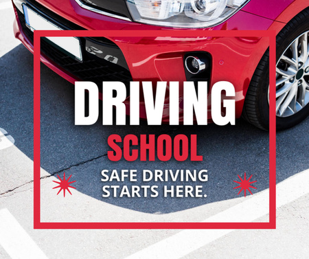 Plantilla de diseño de Promoción de lecciones de escuela de conducción segura con lema Facebook 
