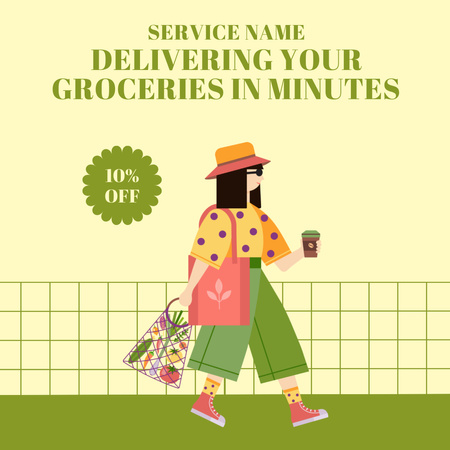 Offer of Delivery from Grocery Store Animated Post tervezősablon