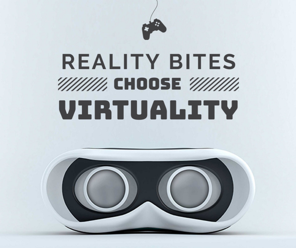 Designvorlage Virtual Reality Glasses in White für Facebook