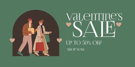 Valentine's Day Sale with Couple in Love Twitter Design Template