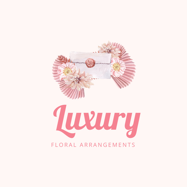 Luxury Flower Arrangements Service Offer with Envelope Animated Logo Design Template