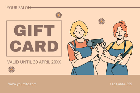 Реклама услуг салонов красоты с парикмахерами Gift Certificate – шаблон для дизайна
