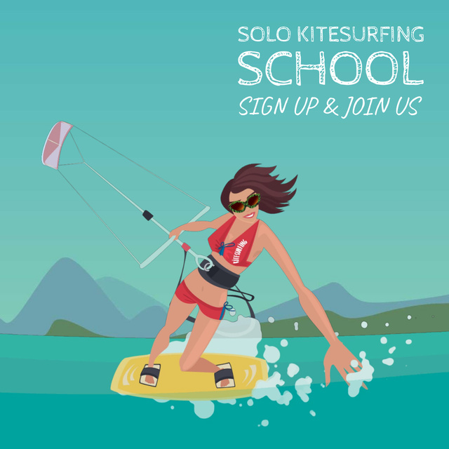 Active woman kiteboarding  Animated Post Design Template