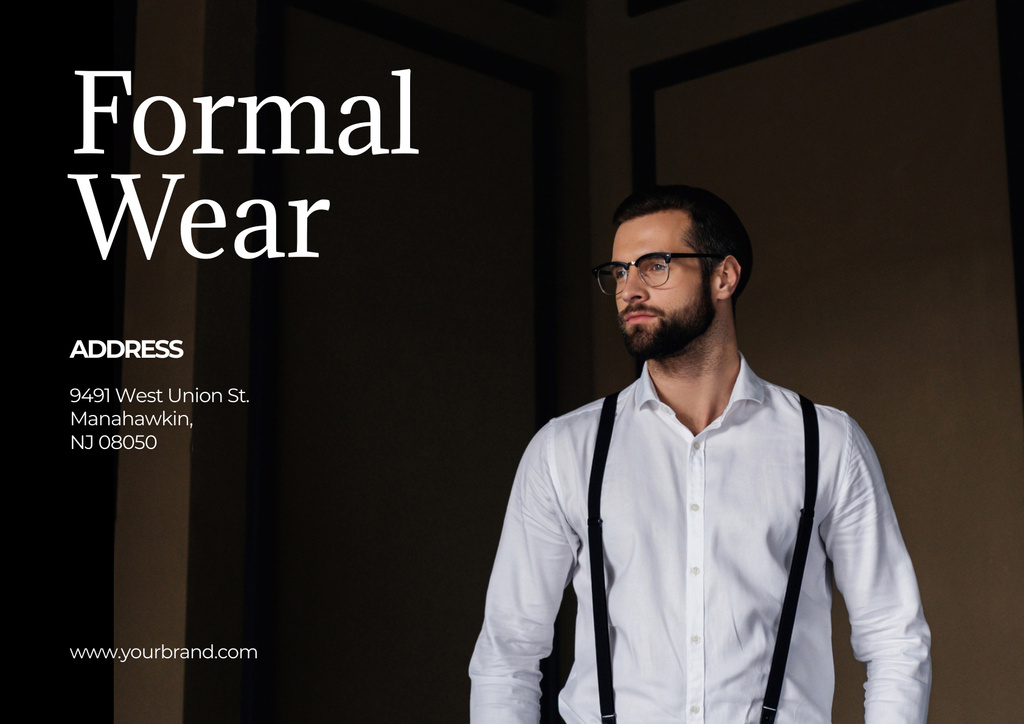 Formal Wear Store with Stylish Man Poster A2 Horizontal Πρότυπο σχεδίασης