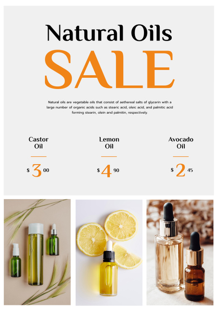 Natural Herbal Oils Sale Offer In Bottles Poster 28x40in Design Template
