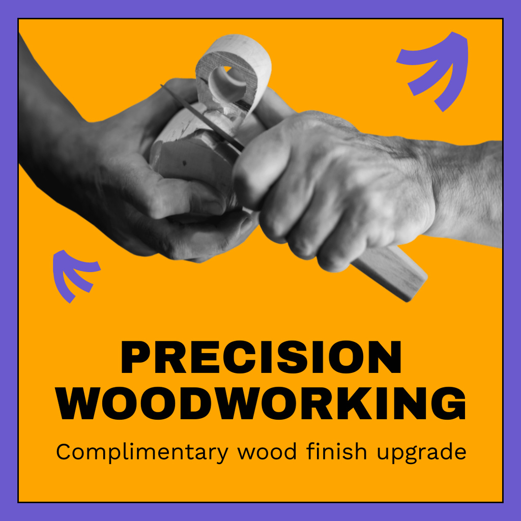 Ontwerpsjabloon van Instagram AD van Precision Woodworking Service With Slogan And Tool
