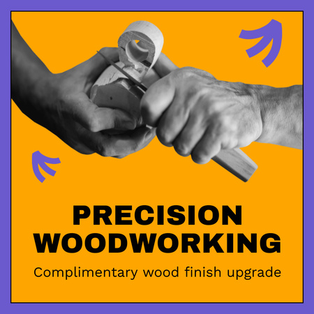 Plantilla de diseño de Servicio de carpintería de precisión con lema y herramienta. Instagram AD 