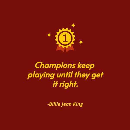 Inspirational Quote about Champions with Medal Instagram Design Template