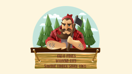 Timber Industry Ad Lumberjack in Forest Full HD video Design Template