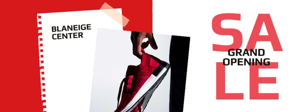 Shoes Sale Sportsman Holding Sneakers Facebook cover – шаблон для дизайна