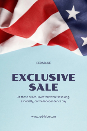 USA Independence Day Sale Announcement With Flag Postcard 4x6in Vertical Design Template