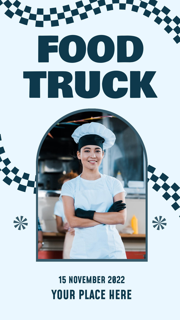 Woman Cook in Street Food Truck Instagram Story Modelo de Design
