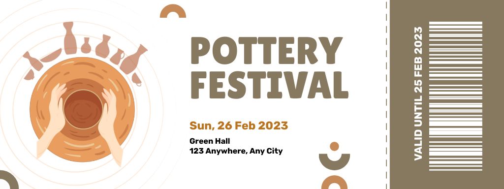 Pottery Festival Announcement Ticket Design Template