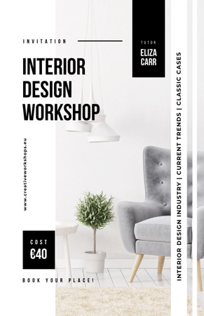 Interior Workshop With Living Room Invitation 5.5x8.5in Design Template