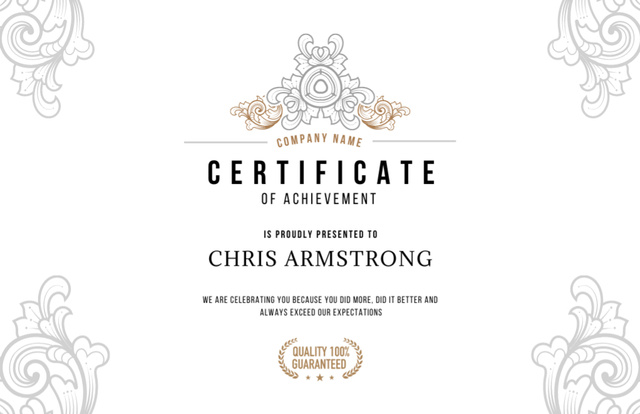 Achievement Award from Company Certificate 5.5x8.5in Design Template