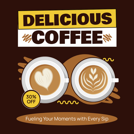 Platilla de diseño Delicious Coffee With Art In Cups At Discounted Rates Instagram AD