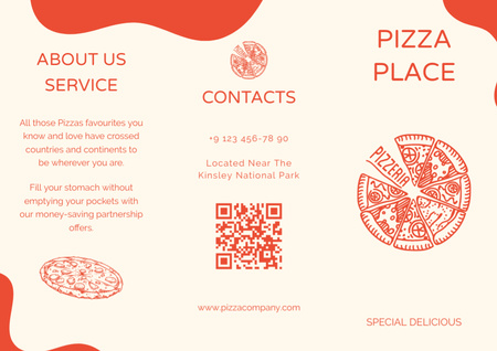 Delicious Pizza Offer with Pizzeria Emblem Brochure Design Template