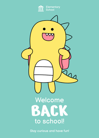 Welcome Back to School Greeting with Cartoon Character Postcard 5x7in Vertical Design Template