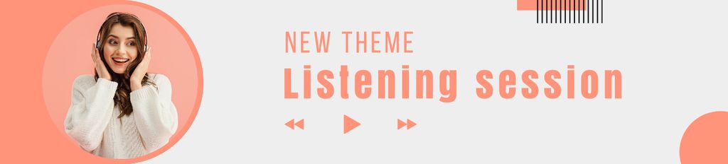 Template di design New Podcast Topic with Woman in Headphones Ebay Store Billboard