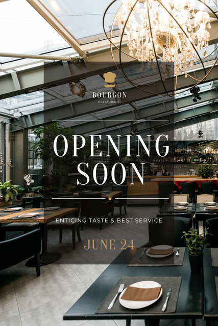 Modèle de visuel Restaurant Opening Announcement with Classic Interior - Pinterest