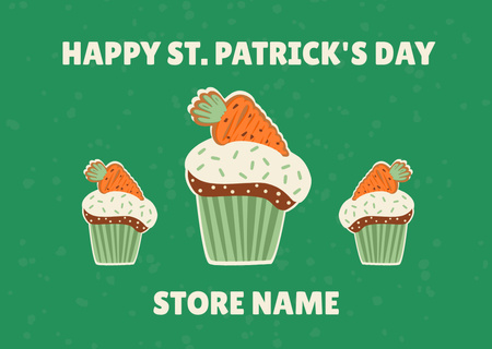Ontwerpsjabloon van Card van St. Patrick's Day Wortel Cupcakes