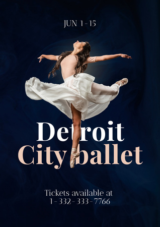 Ballet Show Announcement with Ballerina Poster Design Template