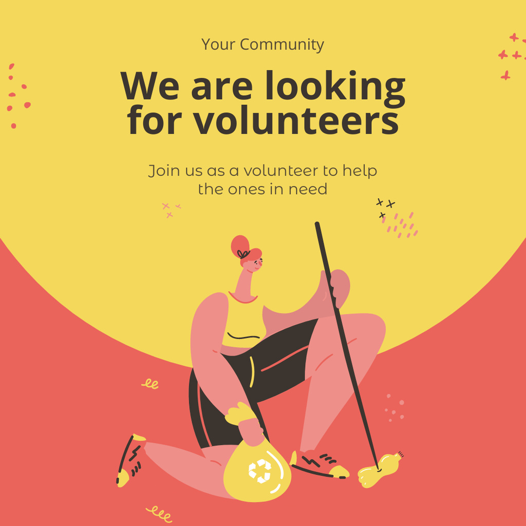 Volunteering Cleaning Event Announcement Instagram Tasarım Şablonu