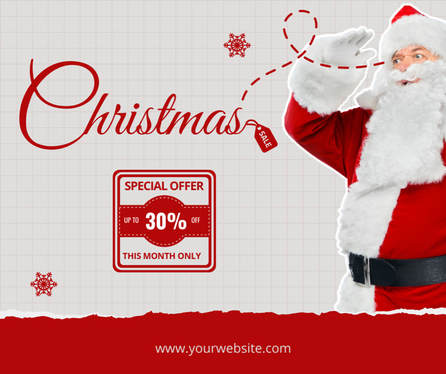 Christmas Sale Offer with Funny Santa Facebook – шаблон для дизайна