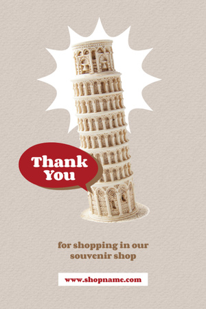 Souvenir Shop Ad with Tower of Pisa Postcard 4x6in Vertical Šablona návrhu