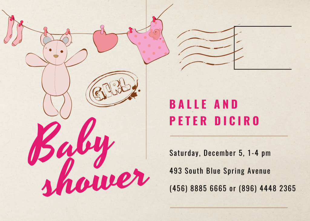 Magical Baby Shower Party With Hanging Toys Postcard 5x7in Modelo de Design