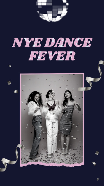 Nostalgic Disco Party Announcement For New Year Instagram Video Story Tasarım Şablonu