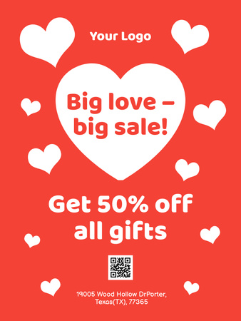Gifts Sale Offer on Valentine's Day Poster US Design Template