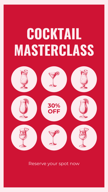 Modèle de visuel Bright Red Promotion Discount On Cocktail Masterclass - Instagram Story
