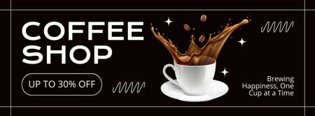 Invigorating Coffee In Cup With Discounts Offer Facebook cover Design Template