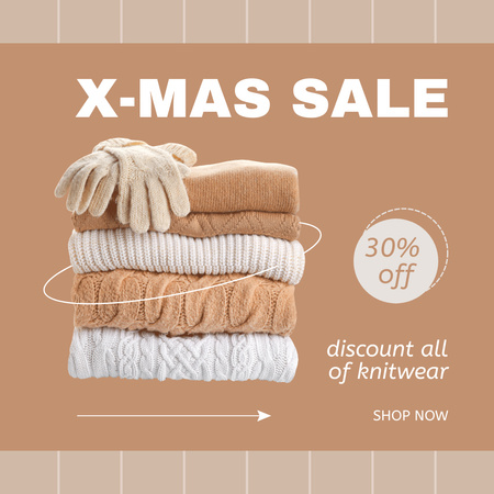 X-mas Knitwear Sale Beige Pastel Instagram AD Design Template