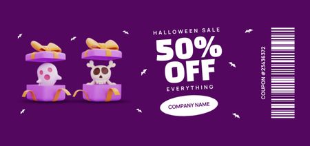 Halloween Discount Announcement in Purple Coupon Din Large Design Template