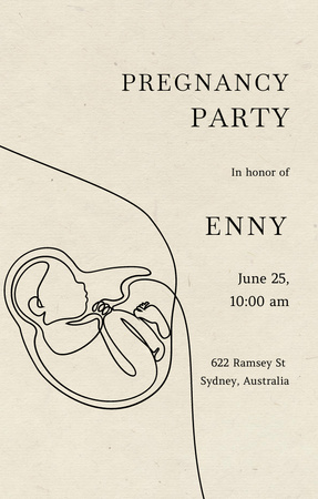 Ontwerpsjabloon van Invitation 4.6x7.2in van Pregnancy Party Announcement with Baby in Belly