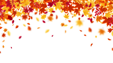 Ontwerpsjabloon van Zoom Background van Oranje en rode vallende herfstbladeren