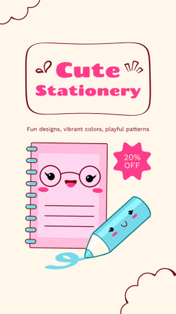 Cute Stationery Discount Offer Instagram Story Design Template
