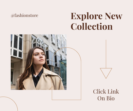 Fashion Ad with Stylish Woman Facebook Design Template