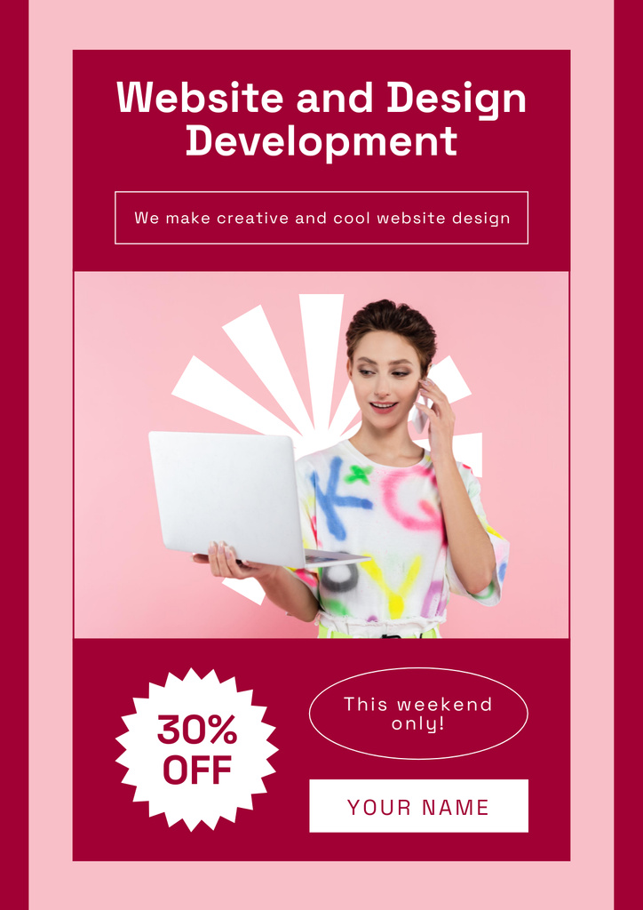 Template di design Special Discount on Website and Design Development Course Poster