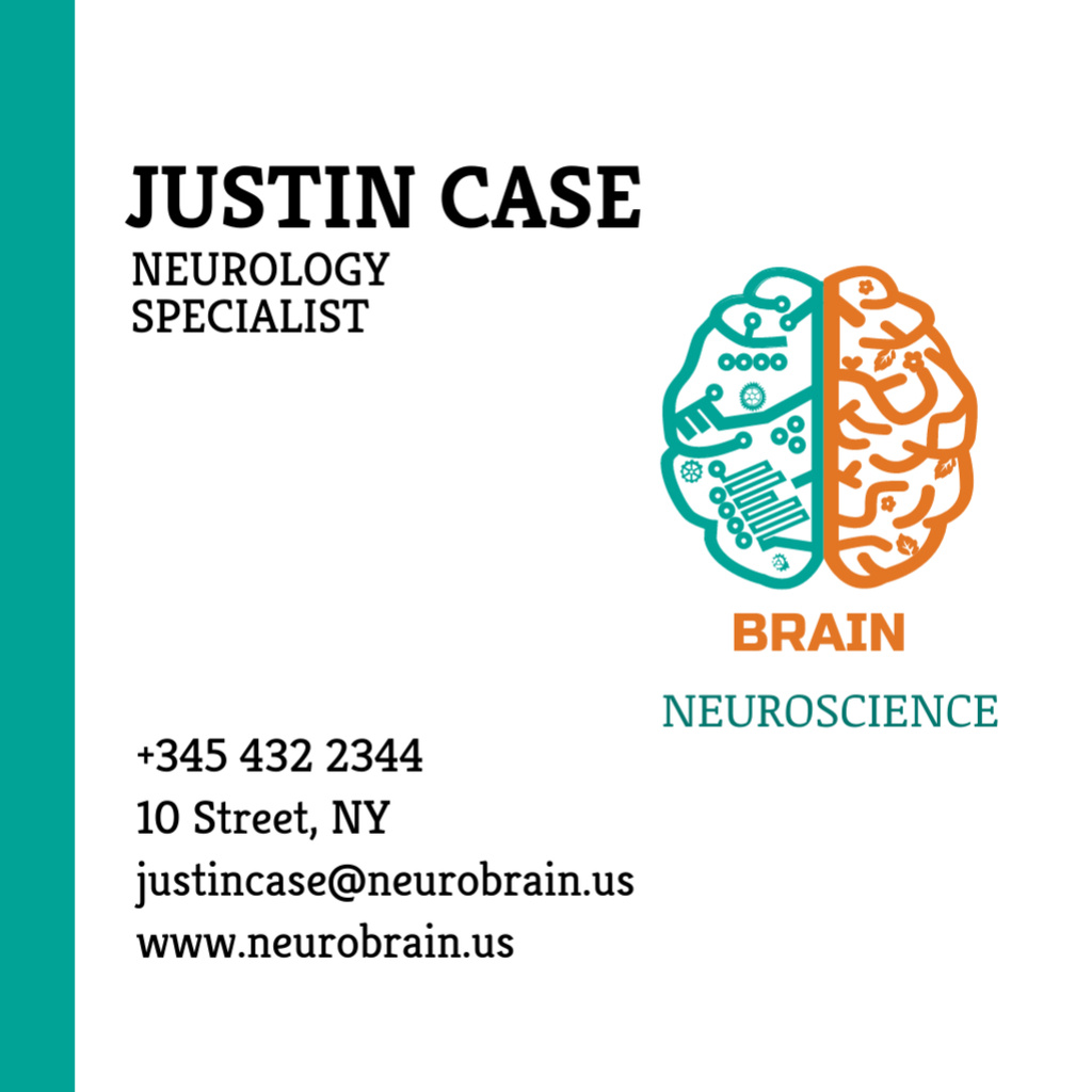 Contact Information for Neurology Specialist Square 65x65mm Modelo de Design