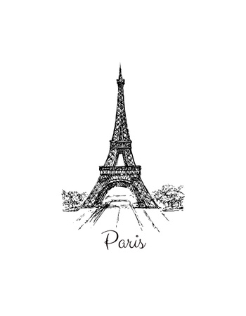 Illustration of Eiffel Tower T-Shirt Design Template