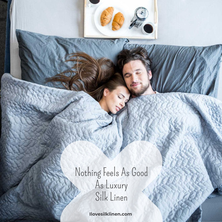 Ontwerpsjabloon van Instagram AD van Bed Linen ad with Couple sleeping in bed