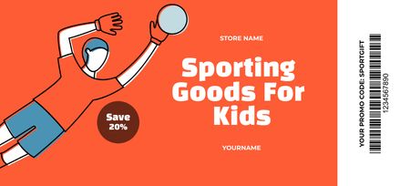 Orange Voucher on Sporting Goods for Kids Coupon 3.75x8.25in Design Template