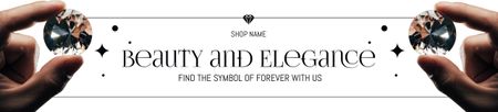 Jewelry Ad with Precious Elegant Diamonds Ebay Store Billboard Design Template