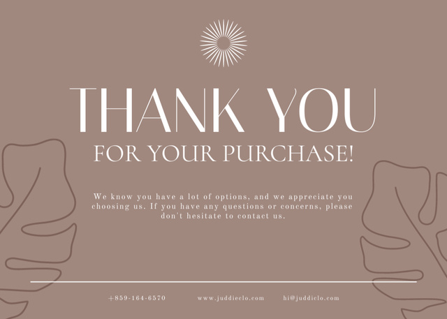 Overjoyed Appreciation for Purchase With Leafs Postcard 5x7in Design Template