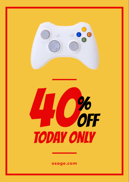 Gadgets Sale with Video Game Joystick Flyer A6 Design Template