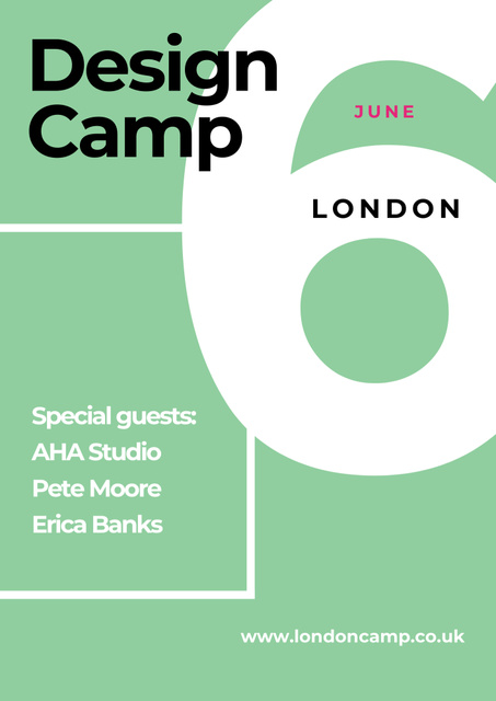 Design Camp Invitation on Pastel Green Poster B2 – шаблон для дизайну