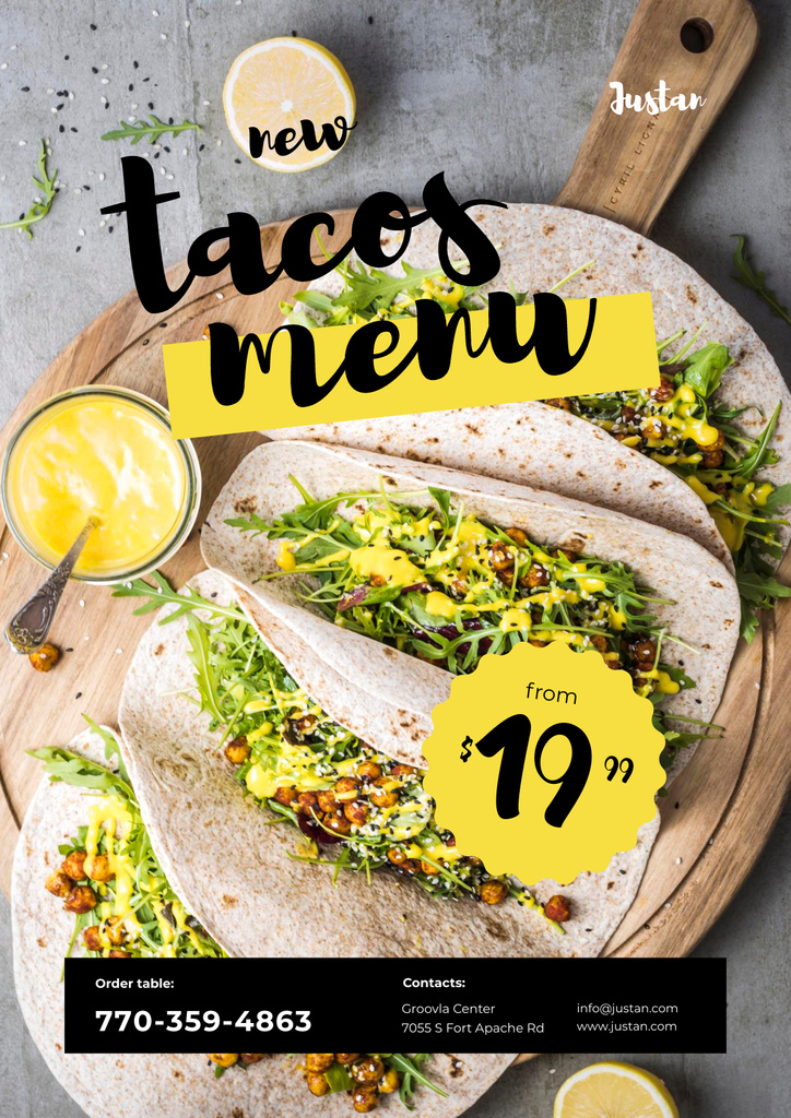 Mexican Menu Offer with Delicious Tacos Poster Design Template